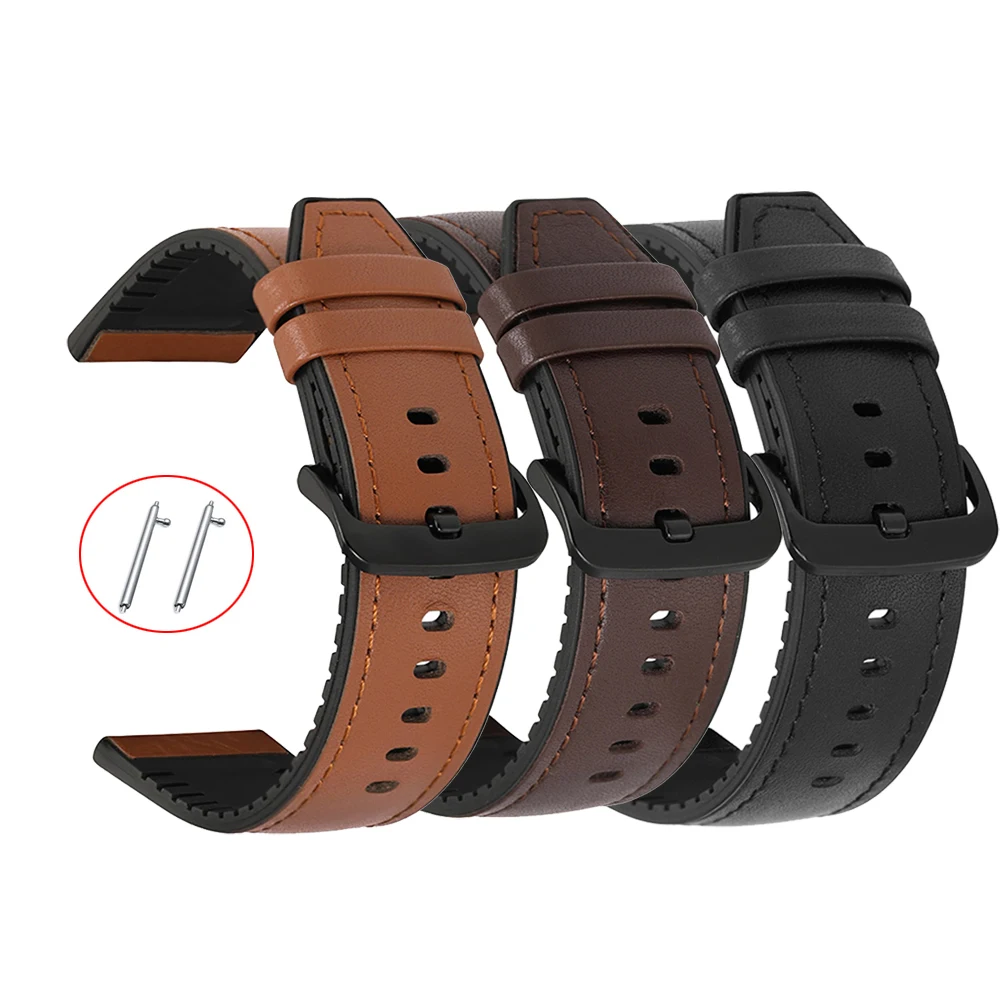 

20 22mm Silicon Leather strap For Samsung galaxy watch 3 41mm 45mm Active2 Gear S3 Strap Bracelet Galaxy Watch 46mm 42 Watchband