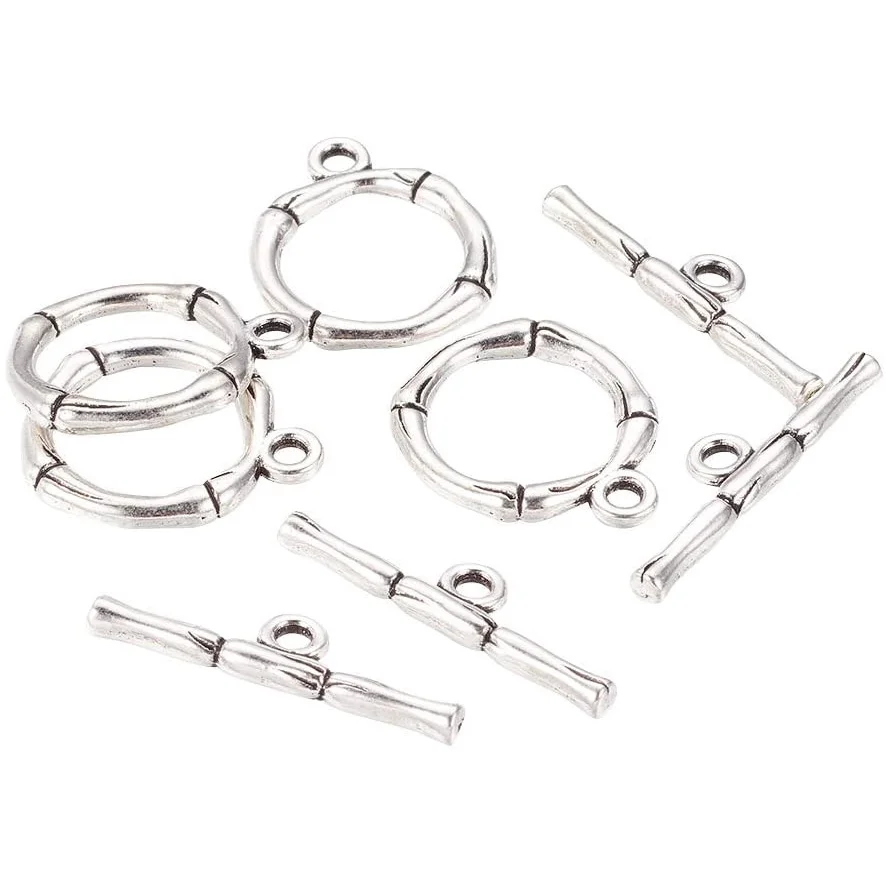 

200 комплектов, переключатель для ювелирных изделий из сплава, рандомные концевые застежки для изготовления ювелирных изделий, античное сер...