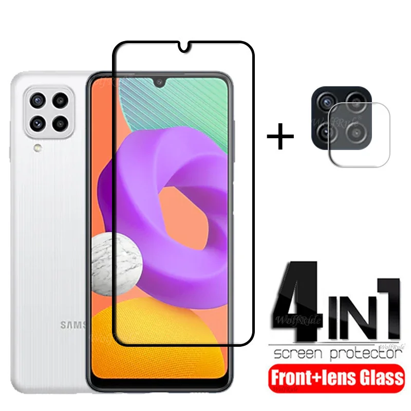 

4 в 1 для Samsung Galaxy M22 стекло для Samsung M22 закаленное стекло полное покрытие HD Защита экрана для Samsung M32 M22 стекло для объектива