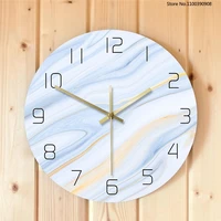 30cm marble printing wall clock art textures one sided silent digital pointer hanging clock battery powered restaurant decor
