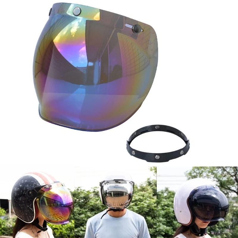 

Anti Fog Bubble Visor 3-Snap Windshield Motorcycles Helmet-Lens+Frame Durable Windshield Bubble Visors Windshield J60F