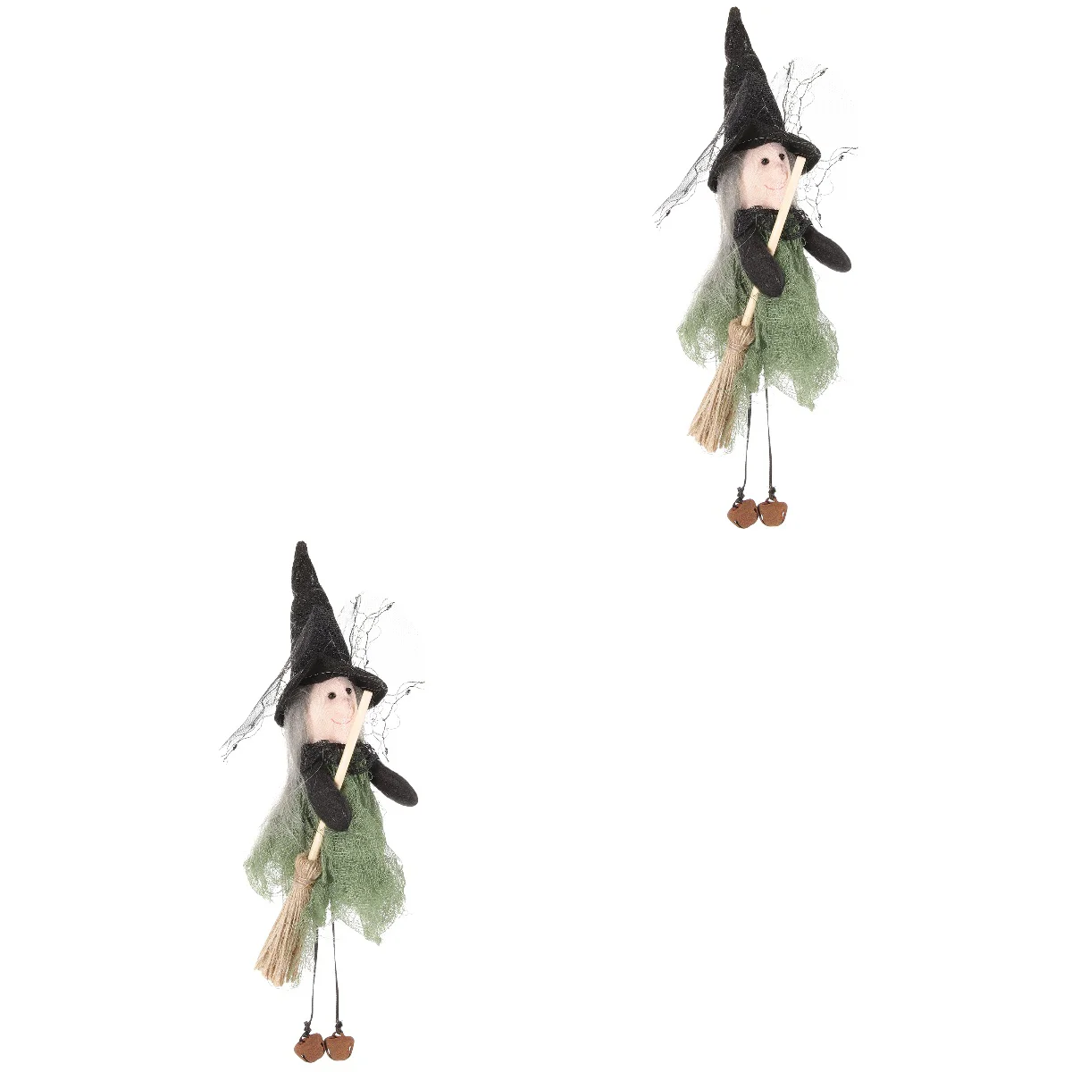 

2 Pack Witch Halloween Decortations Figurine Delicate Broom Party Supplies Desktop Fabric Supply
