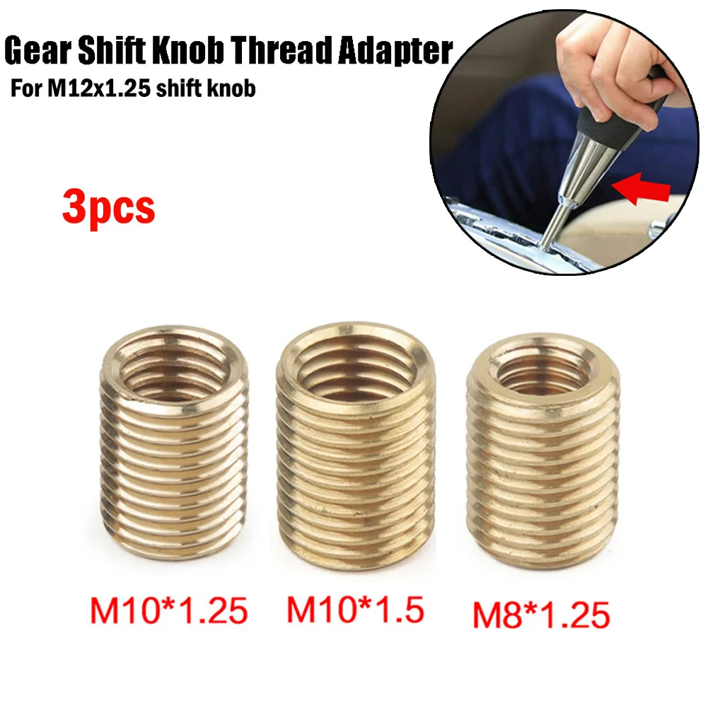 

3pcs Adapter Applicable To M10x1.5 M10*1.25 M8*1.25 Shift Knob Thread Adapters Gold Aluminum-alloy Automotive Interior Parts