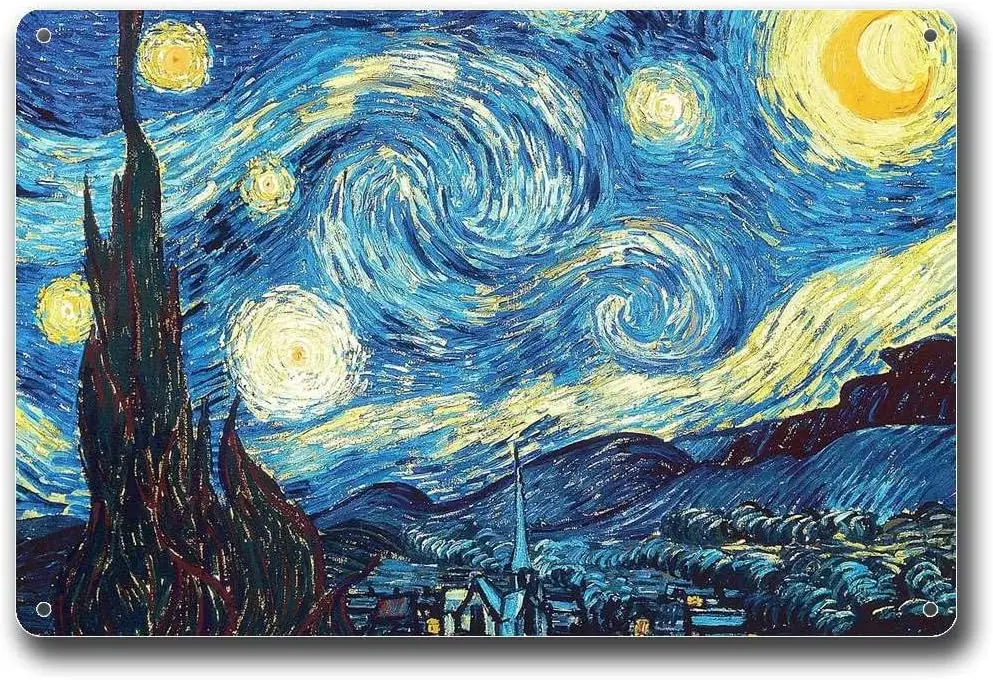 Металлические жестяные знаки Винсента Ван Гога Звездная ночь арт-деко звезды