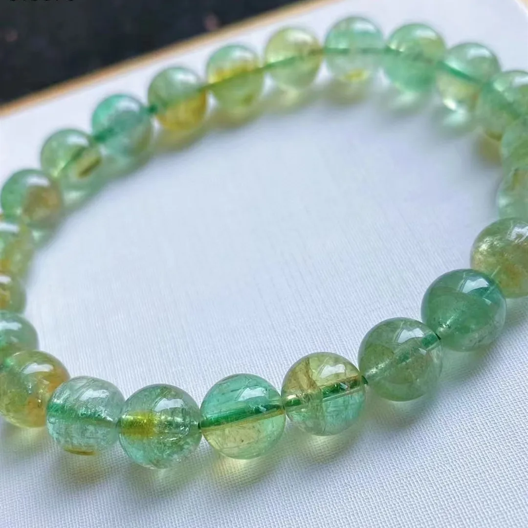 

Natural Green Yellow Tourmaline Clear Round Beads Bracelet 8MM Watermelon Tourmaline Women Men Crystal Jewelry AAAAAAA