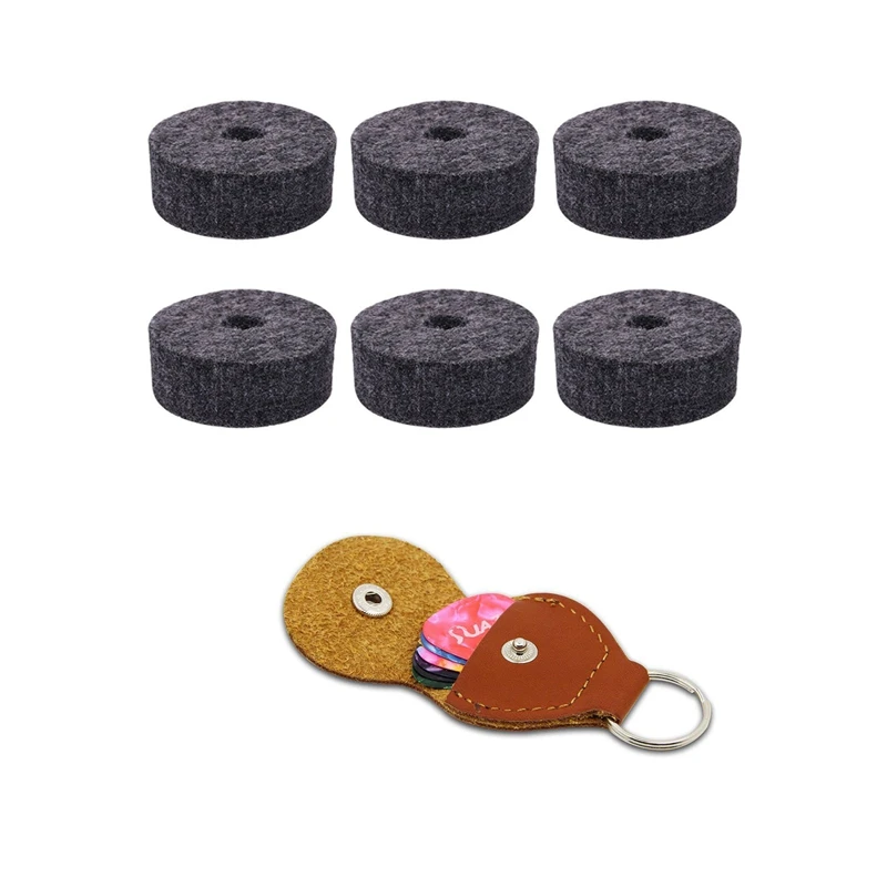 Круглый мягкий серый Подставка для тарелок фетровая шайба и 2 шт. кожаные брелоки