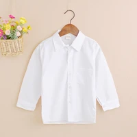 kids boy white shirts spring autumn long sleeve cotton blouse baby school uniform dress shirt pure color formal tops boy clothes
