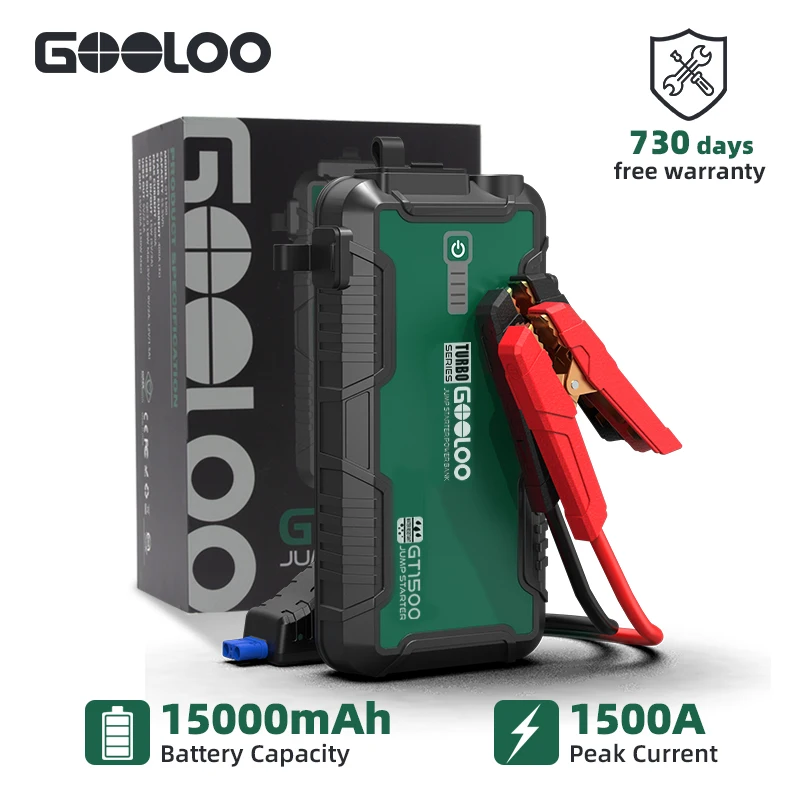 $50.50 GOOLOO Powerbank Battery 12V Vehicle Jump Starter Power Bank 1500A Peak Current Car Starting Device 15000A Motorcycle Booster