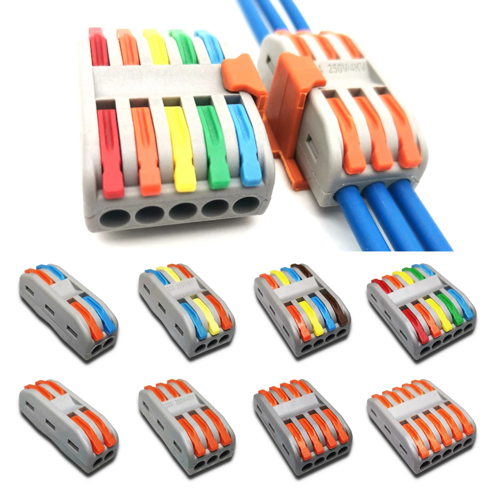 

10/25/50/100PCS Wire Connectors 2-2 Terminal Block Conductor SPL Push-In Mini Terminal Block Cable Splitter Led Light conector