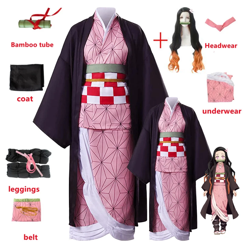 

Костюм для косплея камадо незуко из аниме «рассекающий демонов», Униформа, одежда, кимоно, костюм на Хэллоуин для детей и взрослых