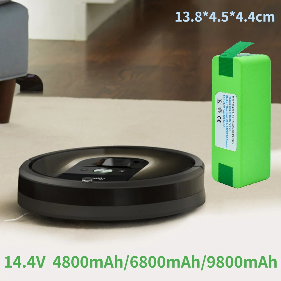 

2023 14.4 V 4.8 Ah/6.8 Ah/9.8 Ah/ Lithium Battery For iRobot Roomba 500 600 700 800 serie 560 620 650 700 770 780 880