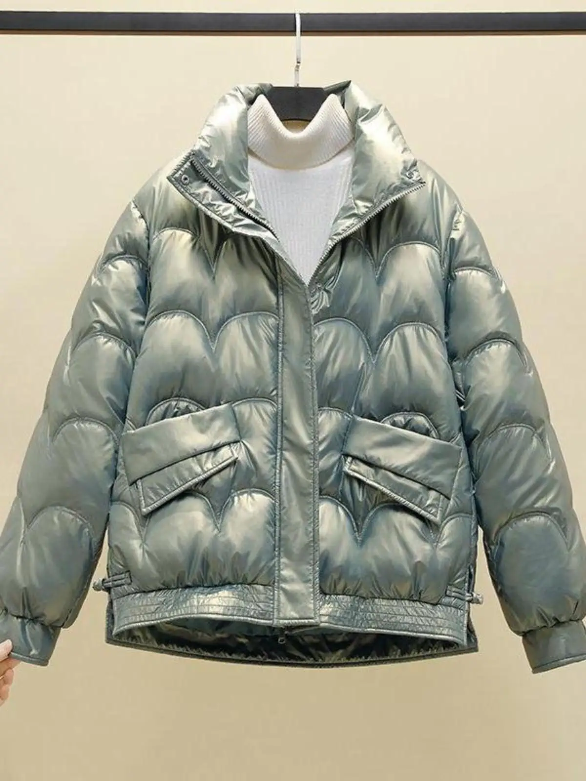 Off Season Disposable Bright Surface down Jacket Cotton-padded Clothes Women Short 2024 Winter New Korean Sle Loose Cotton-...