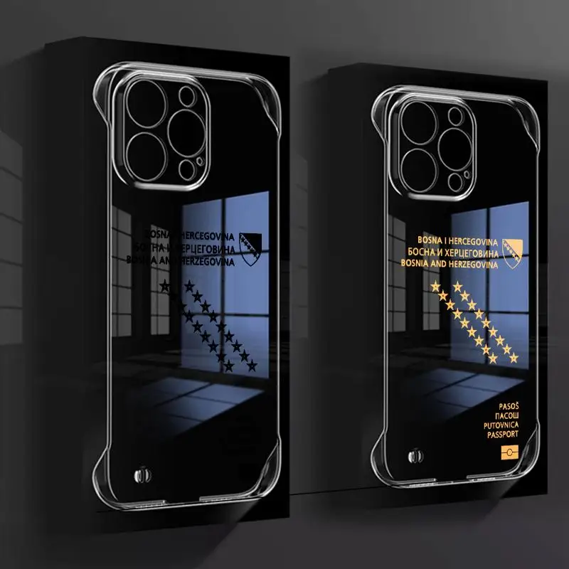 phone case for Apple iphone 16 15 pro max cases 11 16plus 12 14 13 borderless cooling clear fundas Bosnia Herzegovina Passport