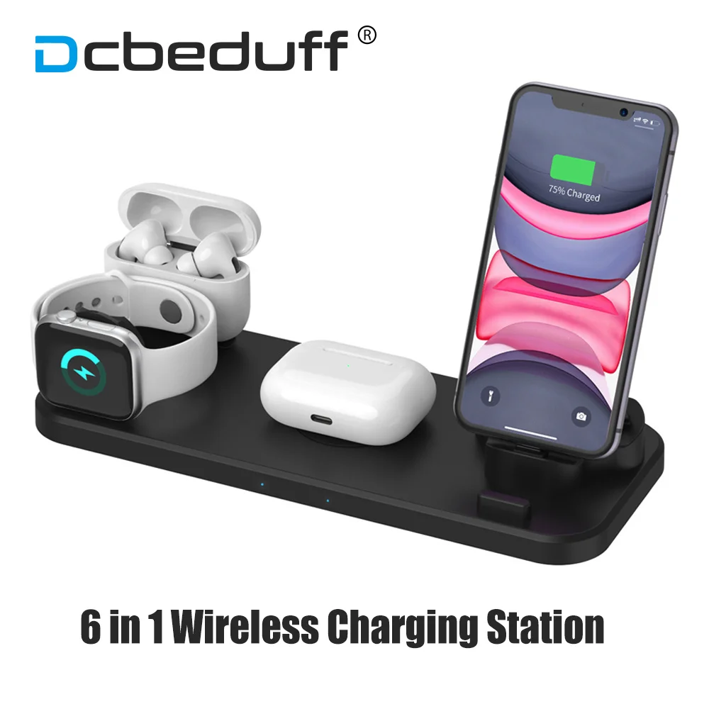 

6 in 1 Wireless Charger Station For Wireless Charging Apple Fast Stand Charger Dock Station For iPhone iWatch Airpods Sumsung