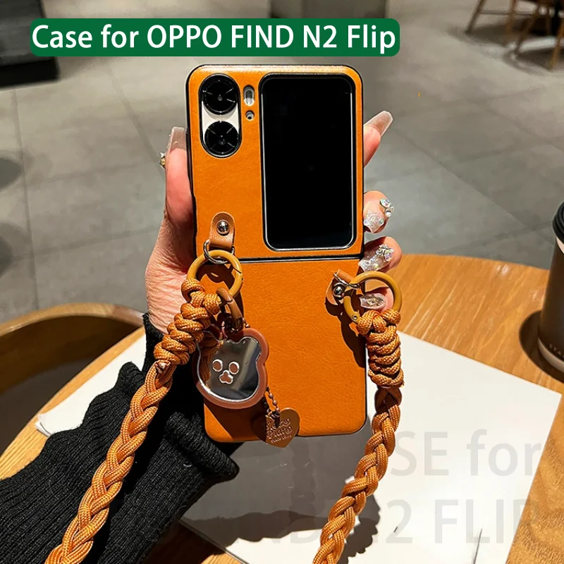 

For OPPO Find N2 Flip Case For OPPO PGT110 5G Case,Cute cover for girls with lanyard