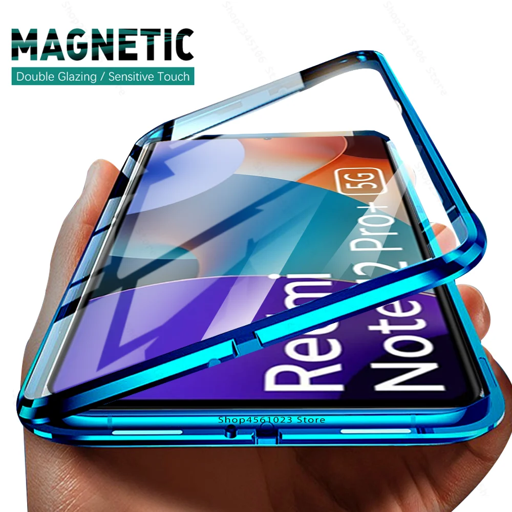 

Double-Side Glass Magnetic Flip Case For Xiaomi Redmi Note 12 Pro Plus 360° Full Coverage Protect Cover Note12 Pro+ Note12Pro 5G