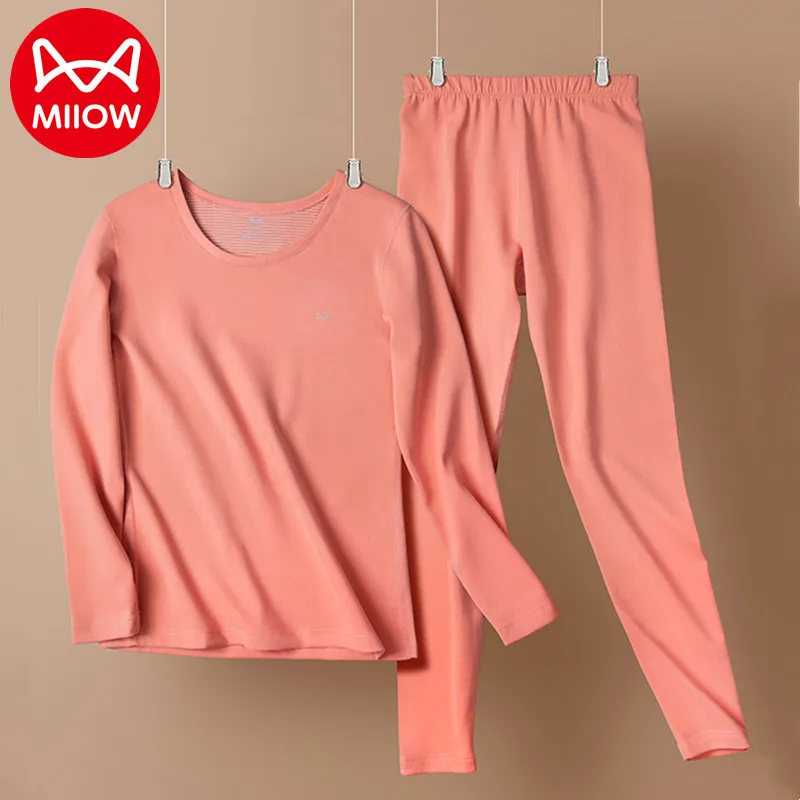 

MiiOW Графеновый Антибактериальный Женский комплект термобелья с круглым вырезом бесшовные катионные волокна зимние теплые кальсоны для женщин