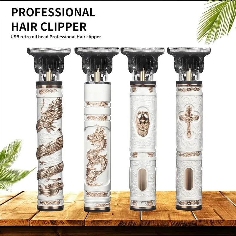 

Машинка для стрижки волос Мужская электрическая, профессиональный триммер с прозрачным корпусом, зарядка через USB, 0 мм