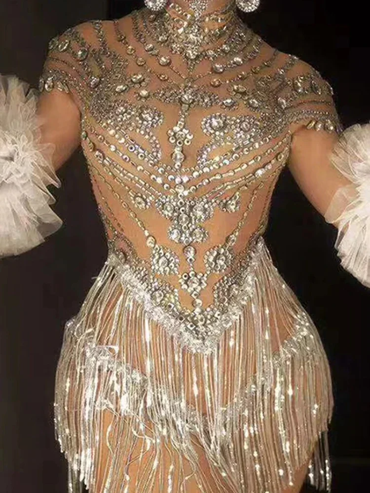 Платье для танцев с блестящими стразами и кисточками перчатки сексуальный