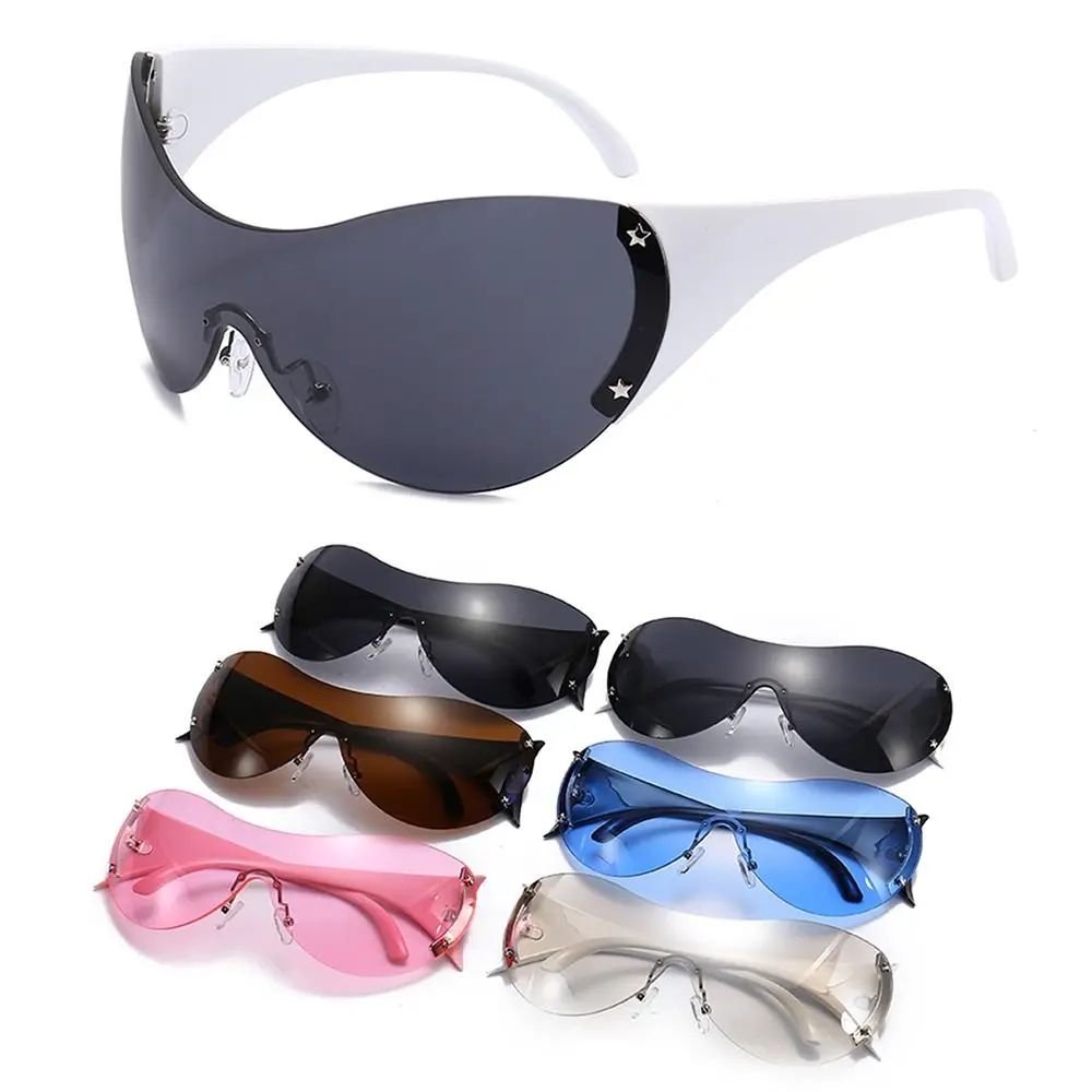 Цельные солнцезащитные очки в стиле панк, Goggle Y2k, роскошные ...