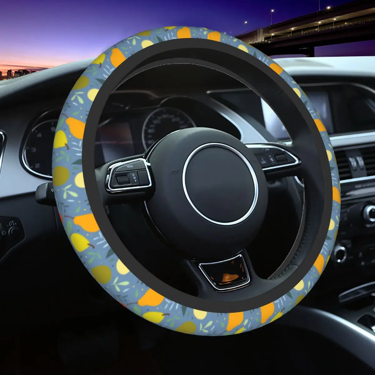 

Pear Fruit Car Steering Wheel Cover 37-38 Anti-slip Floral Flower Elastische Auto Decoration Steering-Wheel Accessories