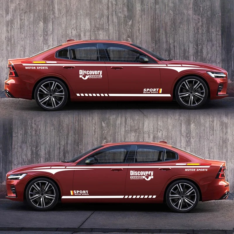 2 шт. спортивные наклейки на дверь автомобиля боковая юбка наклейка полосы