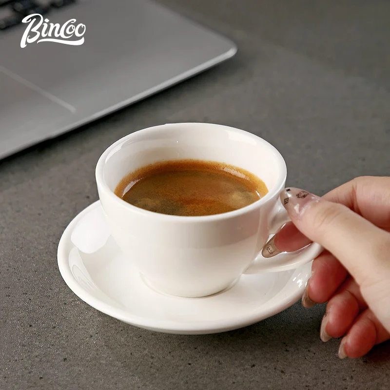 Bincoo Coffee Cup and Saucer Ceramic High-End Exquisite Egg Professional Latte Art High-Value Japanese Style