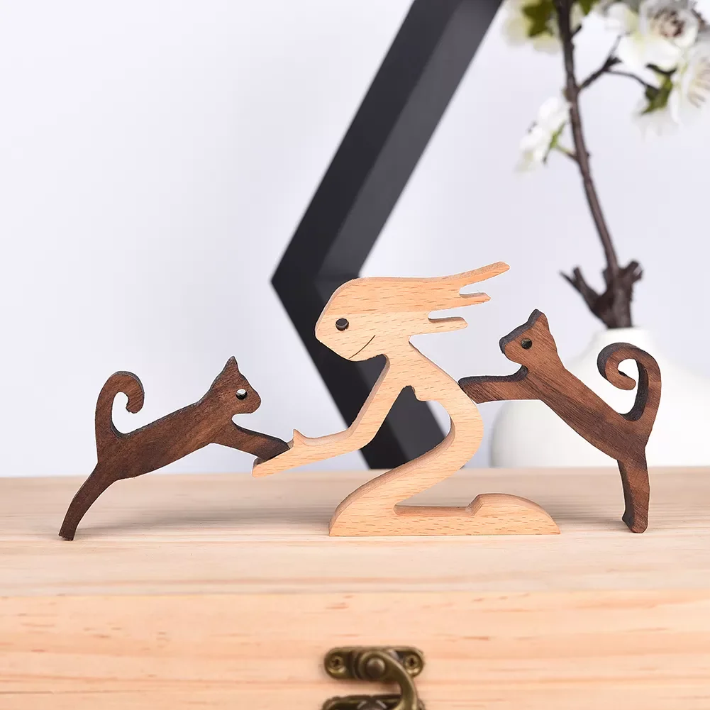 

Decor Table Ornament Wood Dog Craft Sculpture Handmade Wooden Pets Figurine Crafs Desk Decorations Christmas Gift