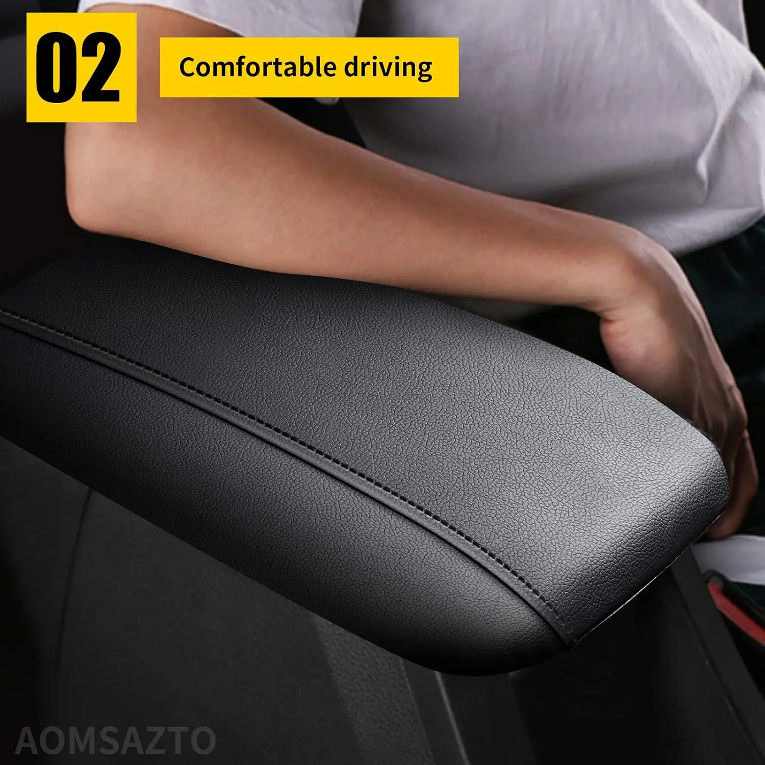 Фото Для Hyundai Sonata 2015-2019: Накладка на центральную консоль/подлокотник, черная кожа, высококачественные аксессуары для интерьера №3