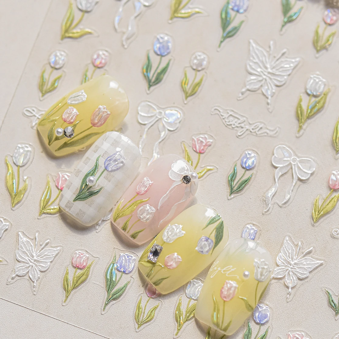 PONYTREE наклейки для ногтей Dreamy White Lace Bowknot