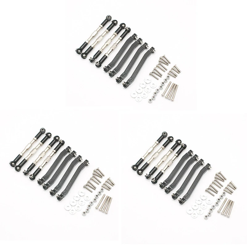 

24X Metal Chassis Pull Rods Link Suspension Tie Rod For MN D90 D91 D96 D99 D99S MN90 MN99S Black