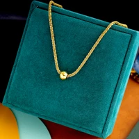 trend 316l stainless steel no fading bead necklace pendant charm chain women light luxury gold choker jewelry wholesale