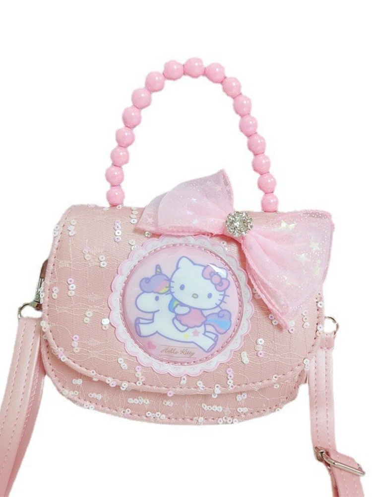 Hello Kitty Genuine Children's Bags Baby Handbag Bright Light-Emitting Small Bag Princess Crossbody Bag