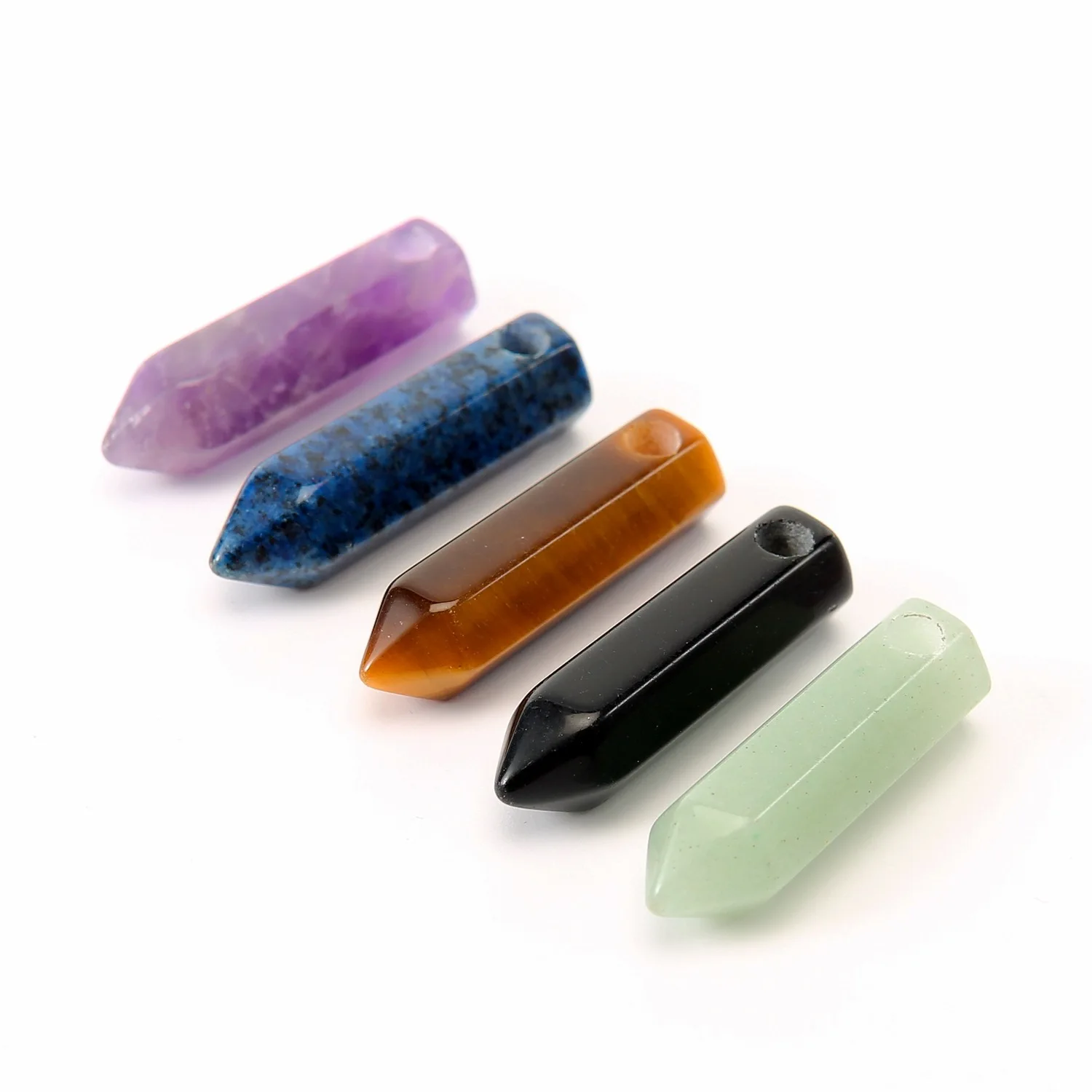 

Bullet Shape Chakras Healing Crystal Reiki Stone Pendulum Hexagon Prism Pillar Pendant for Necklace Jewelry Making ACC