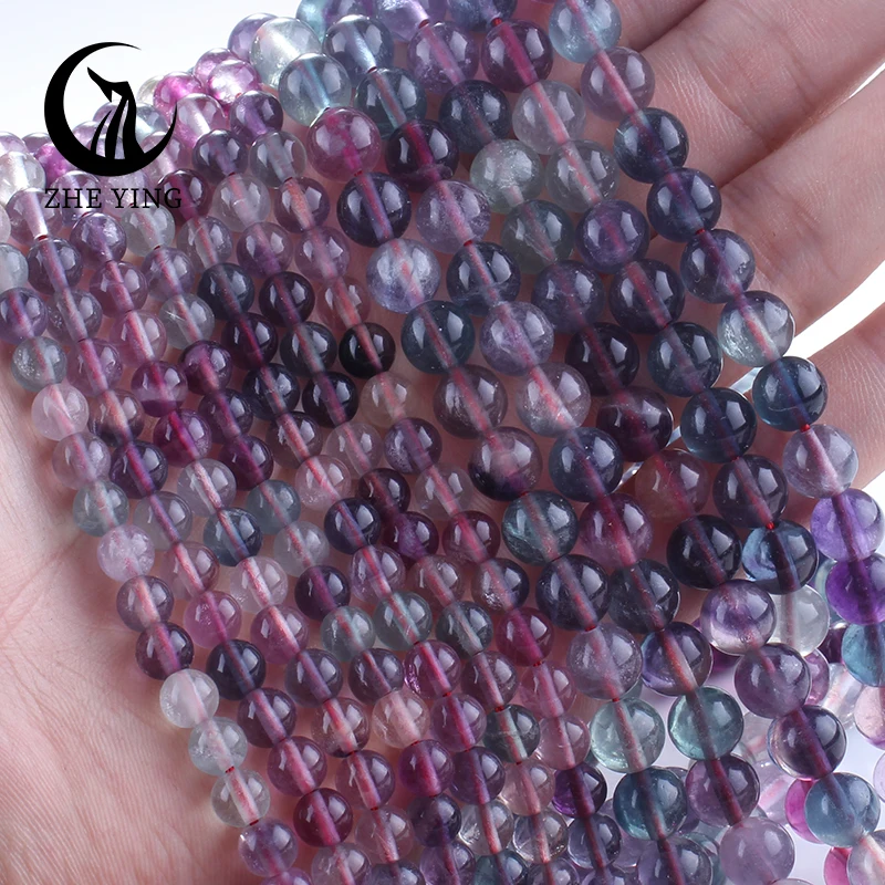 Круглые свободные гладкие бусины из натурального камня радуги флюорита 6/8/10 мм