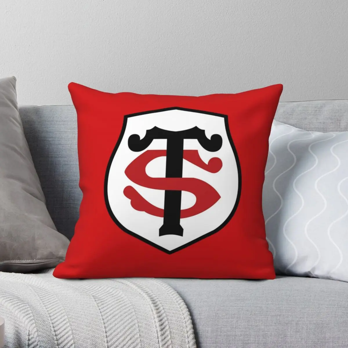 

The Stade Toulousain Square Pillowcase Polyester Linen Velvet Printed Zip Decor Pillow Case Sofa Cushion Cover
