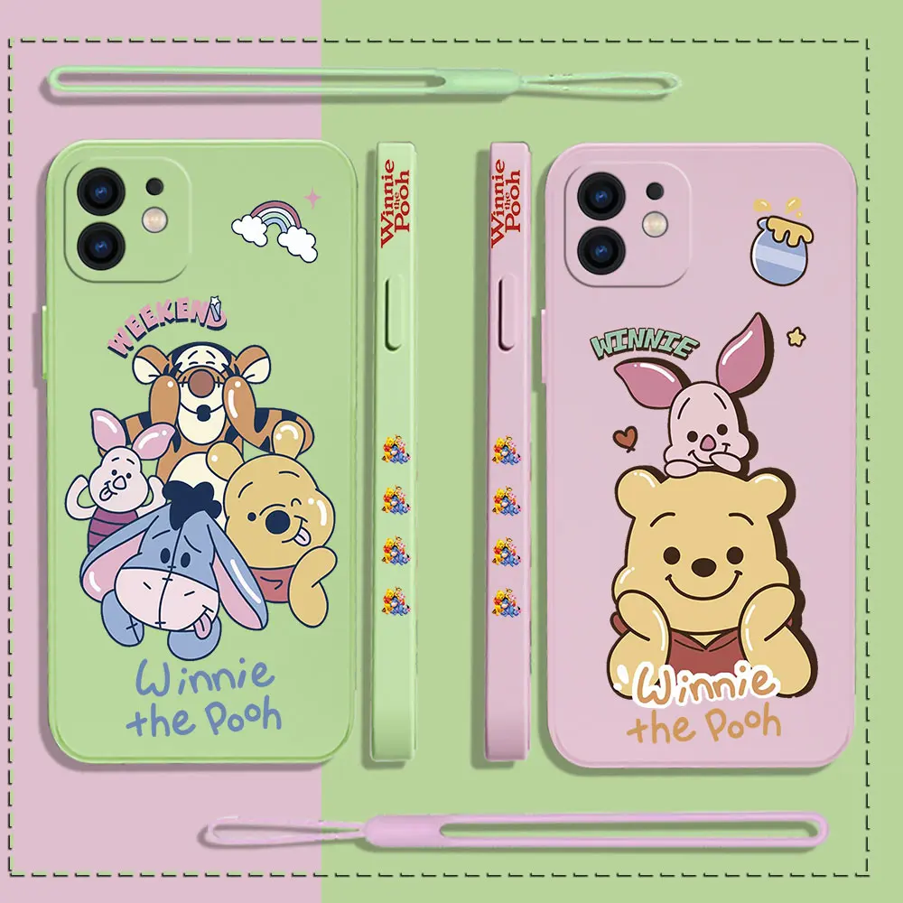 

Disney Cute Winnie the Pooh Phone Case For Xiaomi Redmi Note 12 11 11T 10 10S 9 Pro Plus 10C 9A 9C 9T 4G 5G With Hand Strap