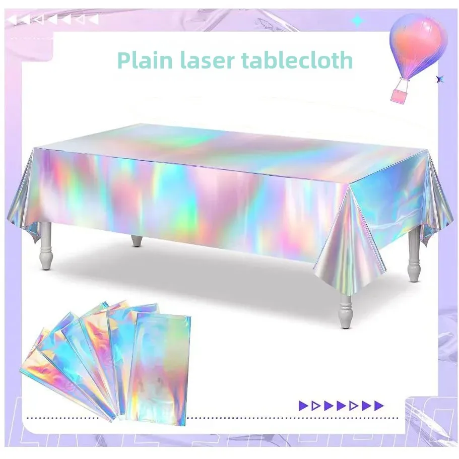Одноразовая Переливающаяся скатерть лазерная пластиковая Радужная Рождество