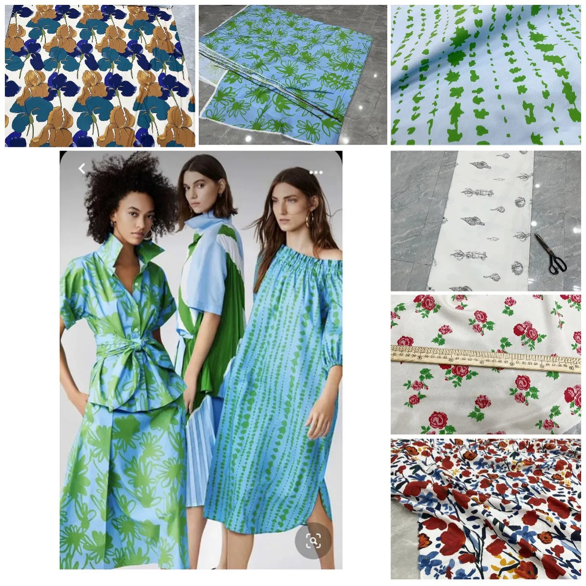 

New European and American Dress Cloth Fabric Brand The Same Plant Flower Fresh Pure Cotton High-density Poplin Fashion Fabrics