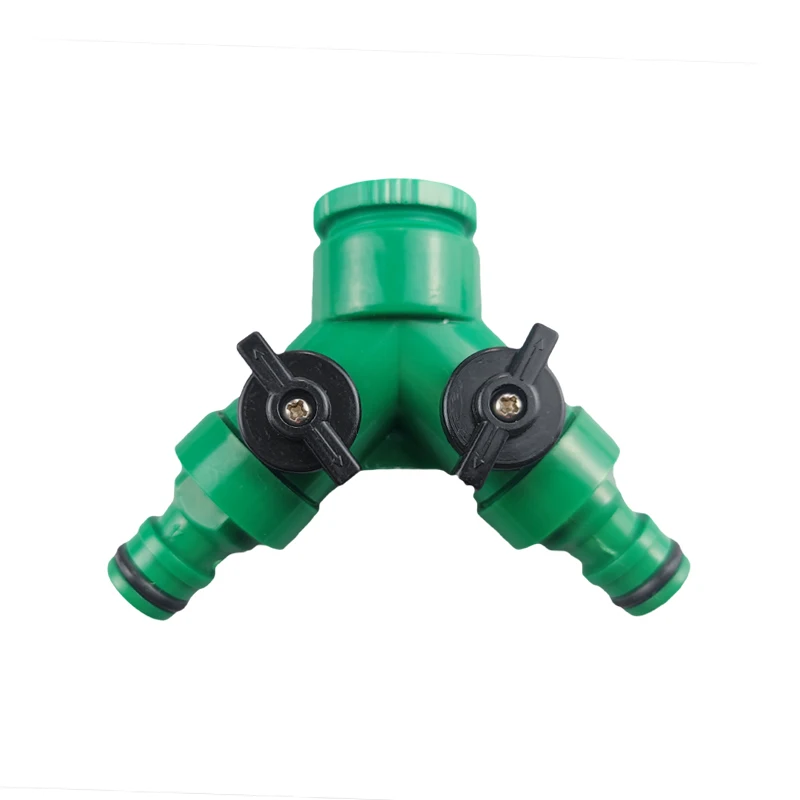 

1 Pcs Two Way Splitter Garden Hose Divider Y Shape Green Connector For Splitting Patio Pipe Irrigation System Tube G3/4‘’ 1/2‘’