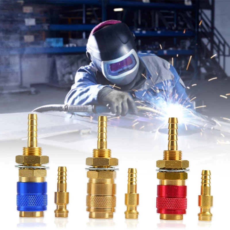 

Water Cooled Gas Adapter Quick Connector Fitting For TIG Welding Torch or MIG Welding Torch Plug 6/ 8mm Plug Oil Brass Joints