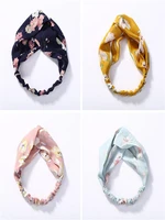 simple elastic narrow edge floral knotted fabric hairband