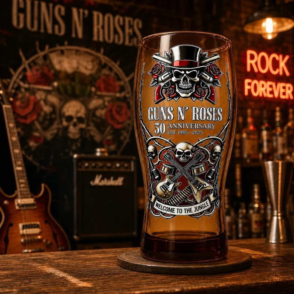 Фото Пивная кружка Guns N' Roses, 15 унций, винтажная, с изображением рок-группы, подарок для фанатов ретро-музыки, коллекционная посуда для бара и паба №1