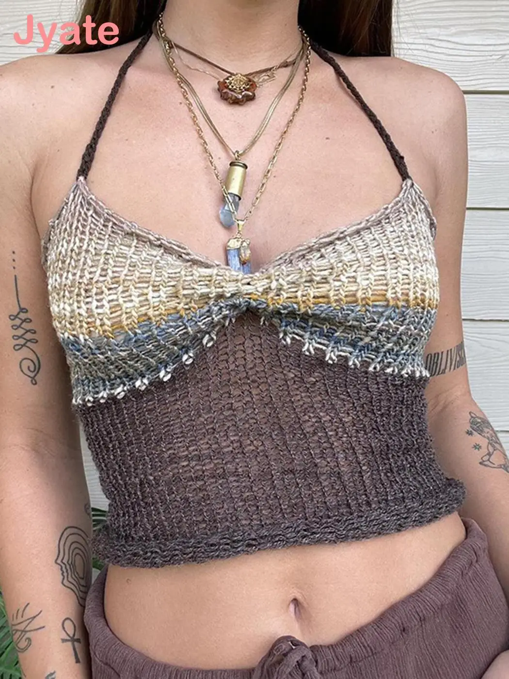 

Женский трикотажный топ с открытой спиной, с открытыми плечами