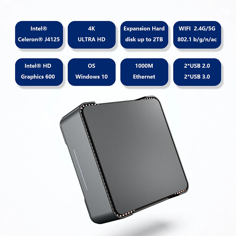 New GK3V Mini PC Intel Celeron J4125 8GB DDR4 128GB 256GB Windows 11 Pro Gaming Computer WIFI5 1000M LAN 4K 60Hz  Win 11 Minipc