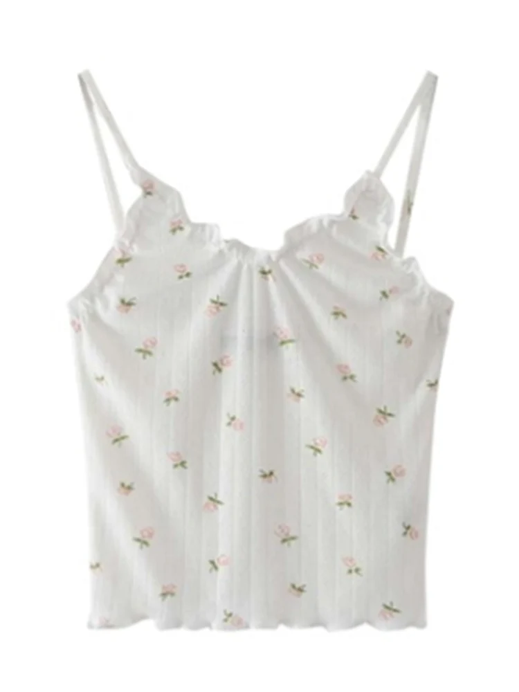 

Casual Women Soft Cotton Hollow Out Slim Camisole 2022 Summer Fashion Ladies Spice Female Knitted Sleeveless Top