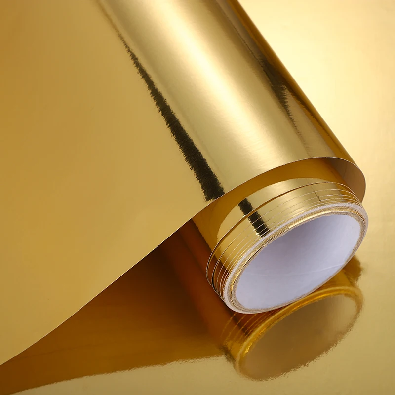 

Light golden metal adhesive gold foil wallpaper post-it note mirror stickers reflective waterproof decorative wallpaper advert
