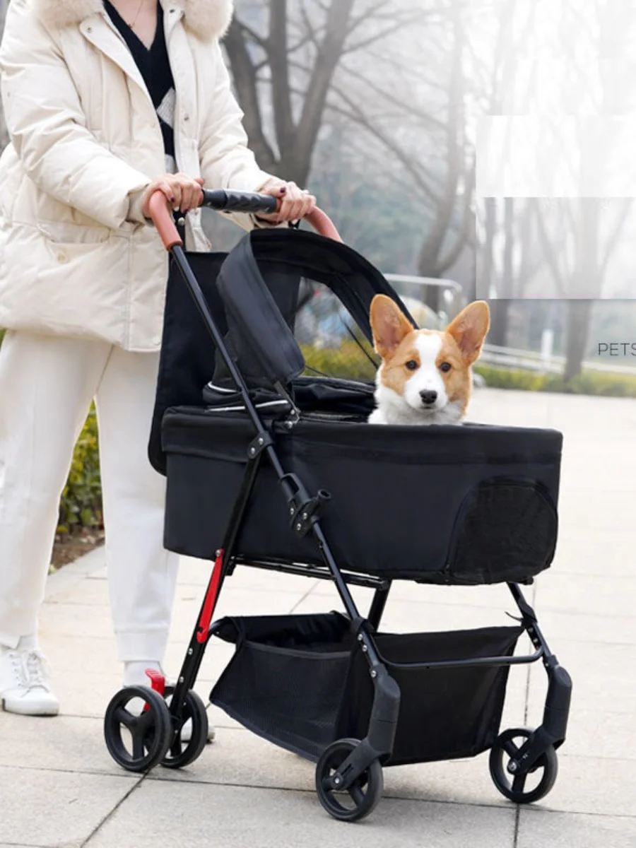 

Lightweight Dog Cart Foldable Detachable Pet Stroller for Small Dog and Cats Cat Trolley Carrier Load Bearing 20kg