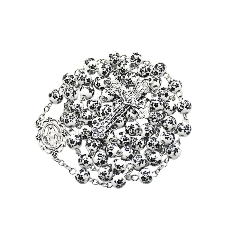 Керамические бусины ожерелья кресты подвески четки христианские длинные