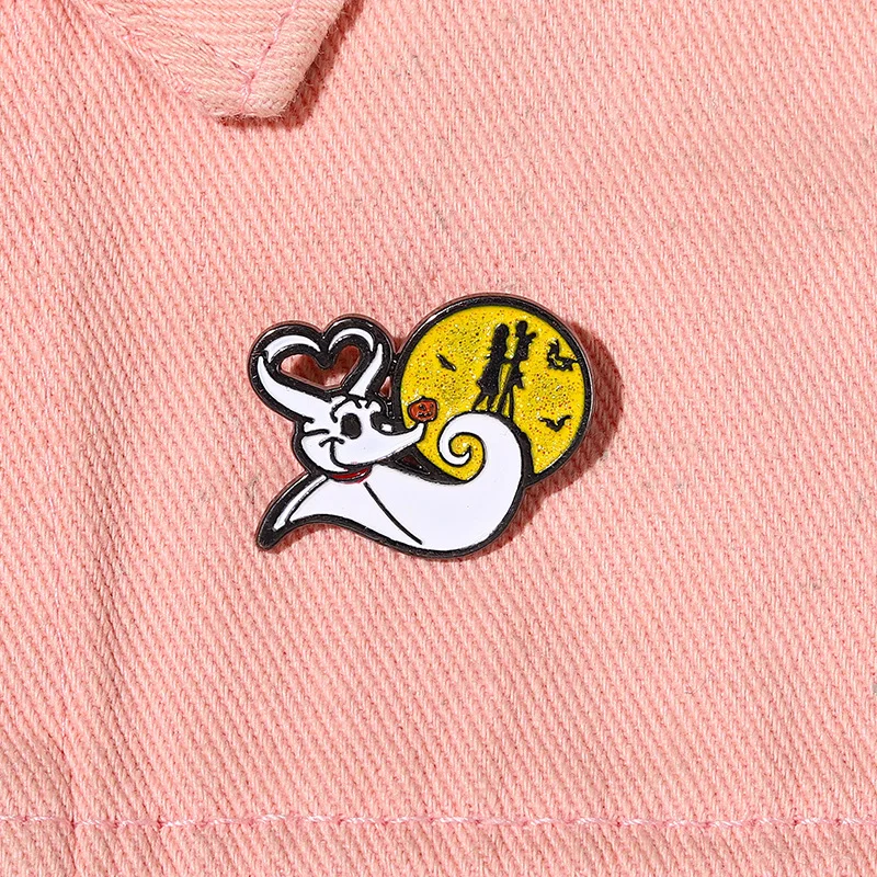 

Эмалированная булавка для Хэллоуина, призрак, тыква, история любви, значки с лацканами, ювелирные изделия, подарок, забавный, милый, модный, для детей, друзей, женщин